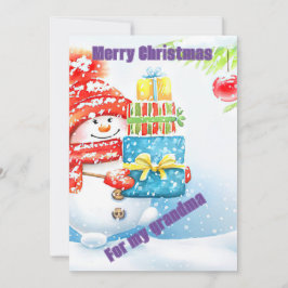 Sneeuwman cadeau kerstkaart kaart