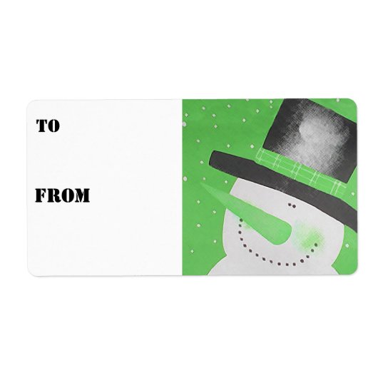 Sneeuwman Cadeau Labels - Groen (Voorkant)