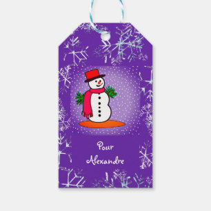 Sneeuwman cadeaukaartjes cadeaulabel