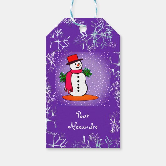 Sneeuwman cadeaukaartjes cadeaulabel (Voorkant)