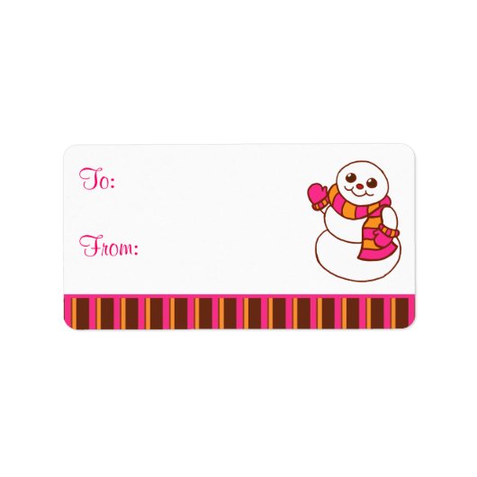 Sneeuwman cadeaukaartlabels etiket (Voorkant)
