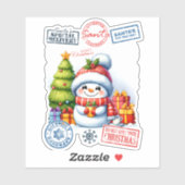 Sneeuwman & Cadeaus Kerst stickers (Vel)