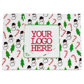 Sneeuwman Candy Cane Kerstboom Werknemer Groot Cadeauzakje (Voorkant)