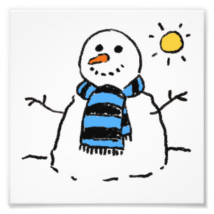 Sneeuwman Cartoon Foto Afdruk