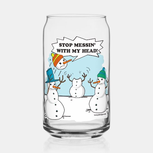 Sneeuwman Cartoon Grappige Tekening Blikvorm Glas (Voorkant)