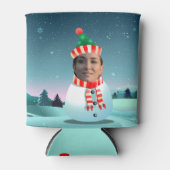 Sneeuwman Cartoon met  gezicht Blikjeskoeler (Voorkant)