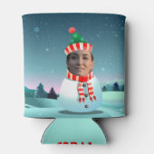 Sneeuwman Cartoon met  gezicht Blikjeskoeler (Achterkant)