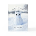 Sneeuwman Cat Meowy Kerstmis Kaart