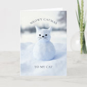Sneeuwman Cat Meowy Kerstmis Kaart (Voorkant)