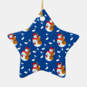 Sneeuwman Cello Muzieknoten Keramisch Ornament (Voorkant)