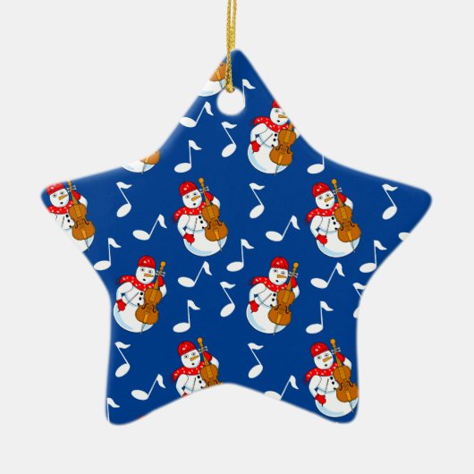 Sneeuwman Cello Muzieknoten Keramisch Ornament (Voorkant)