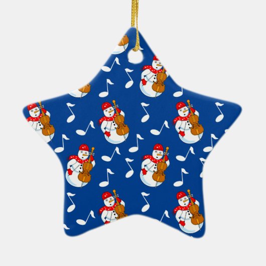 Sneeuwman Cello Muzieknoten Keramisch Ornament (Achterkant)