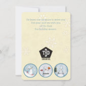 Sneeuwman chefs catering restaurant food service feestdagenkaart (Achterkant)