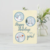 Sneeuwman chefs catering restaurant food service feestdagenkaart (Staand voorkant)