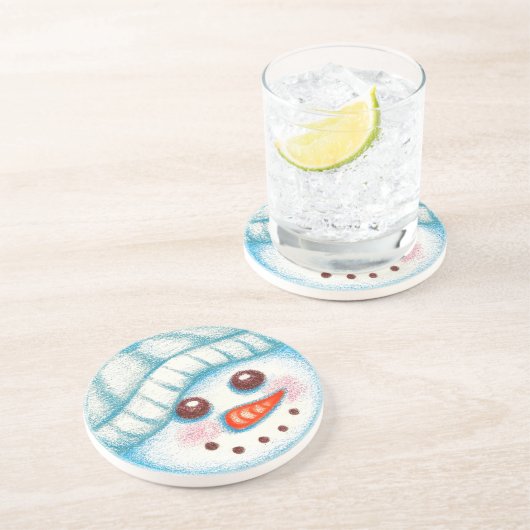 Sneeuwman Coaster Zandsteen Onderzetter (Zijkant)