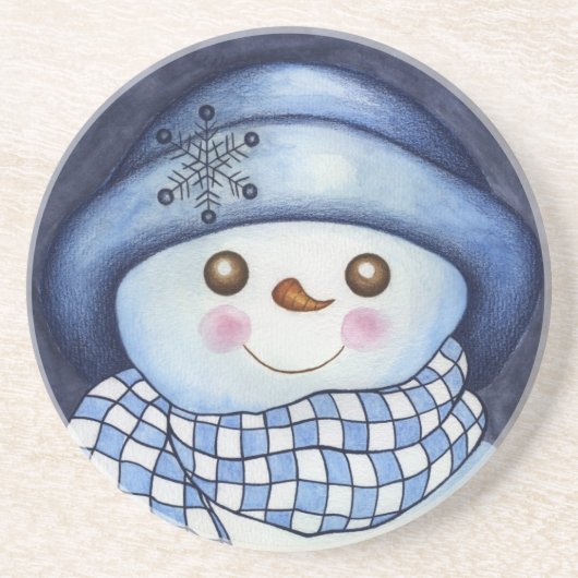 Sneeuwman Coaster Zandsteen Onderzetter (Voorkant)