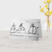 Sneeuwman Contour Kunst Kaart (Gele Bloem)