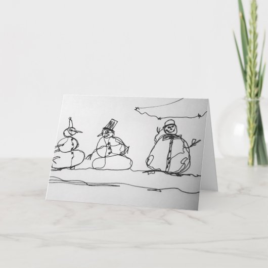 Sneeuwman Contour Kunst Kaart (Voorkant)