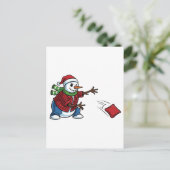 Sneeuwman Cornhole Kerstmis 2026 Vakantie Tailgate Briefkaart (Staand voorkant)