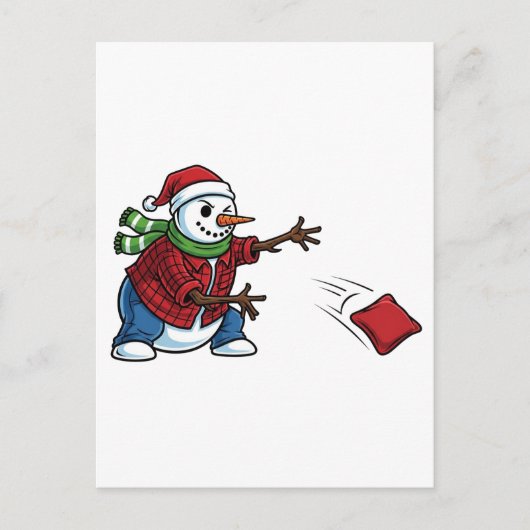 Sneeuwman Cornhole Kerstmis 2026 Vakantie Tailgate Briefkaart (Voorkant)