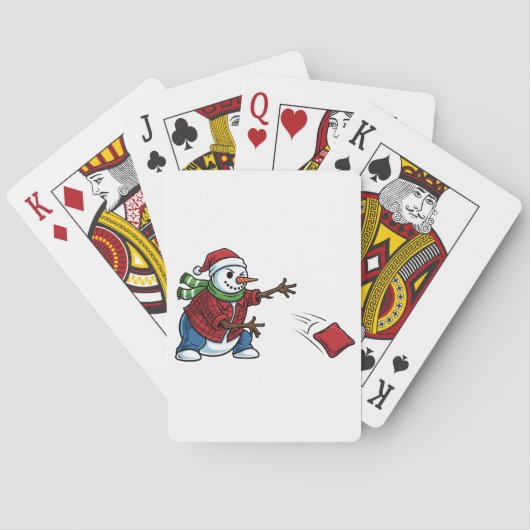 Sneeuwman Cornhole Kerstmis 2026 Vakantie Tailgate Pokerkaarten (Achterkant)