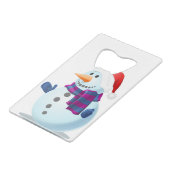 sneeuwman creditkaart flessenopener (Voorkant Gekanteld)