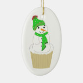 Sneeuwman Cupcake Keramisch Ornament (Rechts)