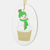 Sneeuwman Cupcake Keramisch Ornament (Links)