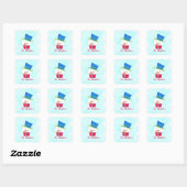 Sneeuwman Cupcake Naam Gepersonaliseerde Dessert F Vierkante Sticker (Vel)