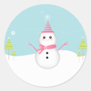 Sneeuwman Cupcake Topper Stickers