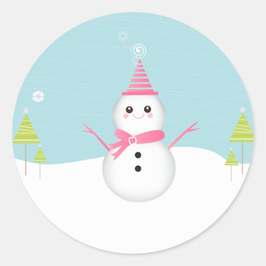 Sneeuwman Cupcake Topper Stickers (Voorkant)