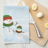Sneeuwman Cute Vakantie Keukenhanddoek (Quarter Fold)