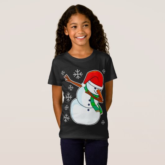 Sneeuwman Dabbing, Kerstmis Dab T-shirt (Voorkant volledig)