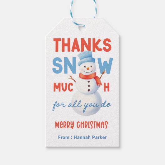 Sneeuwman Dank je wel heel erg Cadeaulabel (Voorkant)