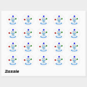 Sneeuwman die ballen gooit ronde sticker (Vel)