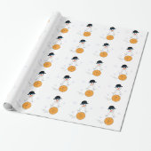 Sneeuwman die basketbal speelt cadeaupapier (Uitgerold)