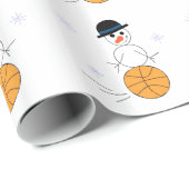 Sneeuwman die basketbal speelt cadeaupapier (Rol Hoek)