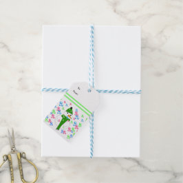 Sneeuwman die bellen blaast cadeaulabel
