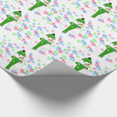 Sneeuwman die bellen blaast cadeaupapier (Hoek)