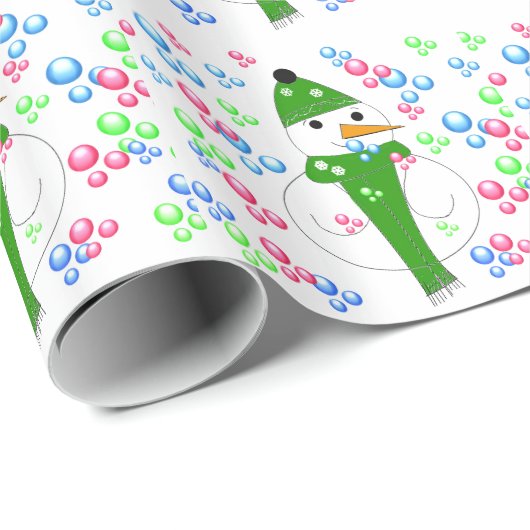 Sneeuwman die bellen blaast cadeaupapier (Rol Hoek)