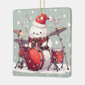 Sneeuwman die de Drums speelt Keramisch Ornament (Links)