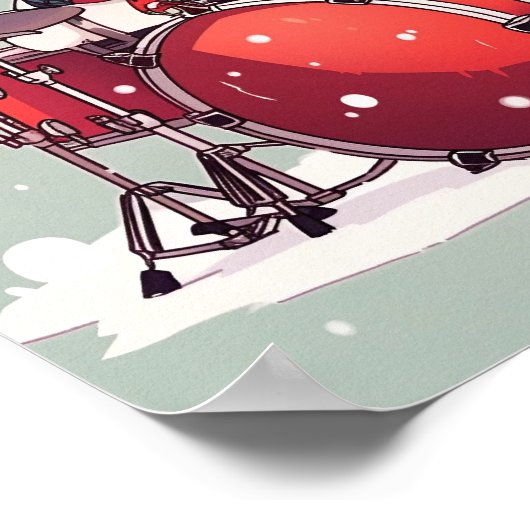 Sneeuwman die de Drums speelt Poster (Hoek)