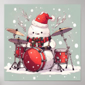Sneeuwman die de Drums speelt Poster (Voorkant)