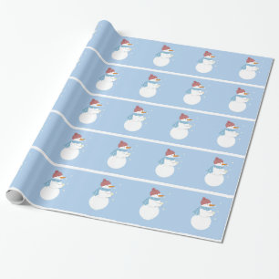 Sneeuwman die een magische sneeuwvlok vasthoudt cadeaupapier