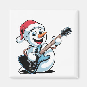 Sneeuwman die elektrische gitaar speelt Sinterklaa Magneet