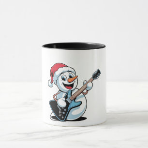 Sneeuwman die elektrische gitaar speelt Sinterklaa Mok