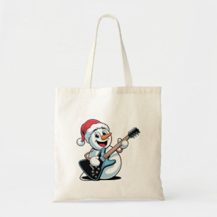 Sneeuwman die elektrische gitaar speelt Sinterklaa Tote Bag