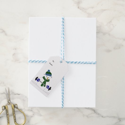 Sneeuwman die gewichten heft cadeaulabel (Met Touw)