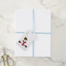 Sneeuwman die gewichten heft cadeaulabel