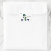 Sneeuwman die gewichten heft vierkante sticker (Tas)